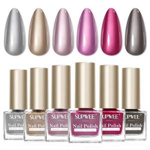 lot 5372 image: SUPWEE Metallic Nail Polish Set, Mirror Nail Polish Non Gel Quick Dry & High Gloss Chrome Effect Mini Air Dry Nail Lacquer Fingernail Toe Nails for Women Girls Manicure Salon DIY Home