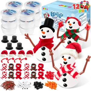 lot 5404 image: JOYIN Christmas Build a Snowman Craft Kit, 12 Pack Modeling Clay DIY Make a Snowman Kit for Christmas Arts and Craft Activities, Xmas Gift Stocking Stuffers for Kids, School Funny Toy Party Favor