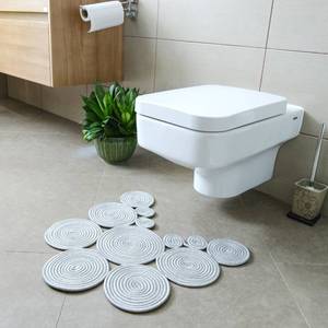 lot 5408 image: Home Turko Boho Jute Bath Mat  Handmade Washable Toilet Rug  Modern Bathroom Rug  Double Sided Woven Boho Bathroom Decor  23.6 x 15.7 inches