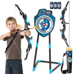 lot 5410 image: VROGTIK Kids LED Standing Archery Set with Bow &amp Arrows Outdoor Sports Toy Gift for Boys &amp Girls Ages 4-12, Safe &amp Fun Target Practice Game, Blue