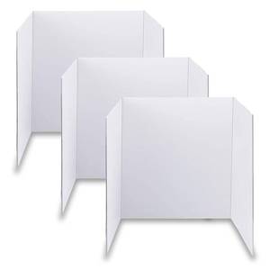 lot 5417 image: Trifold Poster Board, 24 x 16, 3-Pack, White Corrugated Project Boards for Science Fairs, School Projects, Event Displays, and Business Presentations