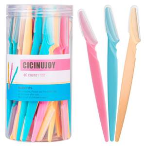 lot 5421 image: 40pcs Eyebrow Razor for Women, Face Shaver Kit Dermaplaning Tool for Peach Fuzz Removal, Stainless Steel Blades with Protective Covers  Eyebrow Trimmer, Facial Hair Removal