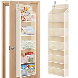 lot 5428 image: JARLINK Toy Stuffed Animal Storage, Over The Door Organizer WClear View Windows, 44lb Load, Baby Toy Storage Organizer for Nursery, Kid Bedroom, Newborn Baby Essentials (Beige)