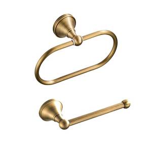 lot 5430 image: Brass Toilet Paper Holder,Antique Towel Ring,Antique Brass Hand Towel Holder Oval Bathroom Tissue Roll Paper Holder Hanger Bath Accessories Wall Mounted Rustic 2 Pieces