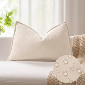 lot 5456 image: Kevin Textile 14x22 Inch Lumbar Pillow Cover 1 Pack Soft Boucle Textured Decorative Waterproof Rectangle Cushion Elegant Accent Pillow for Couch Sofa Chair Bed Home Decor Indoor Outdoor Beige
