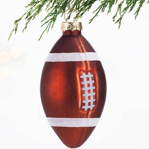 lot 5457 image: Christmas Football Glass Blown Ornament, 2025 Hand-Painted Small Mini Sports Ball Decoration for Boys and Girls, Xmas Tree Holiday Decor Kids Themed Party Gifts