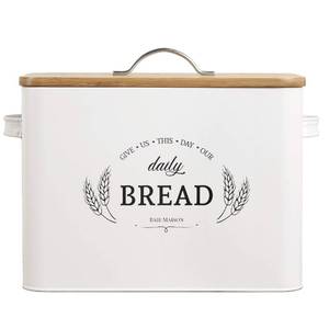 lot 5461 image: Baie Maison Extra Large White Farmhouse Bread Box for Kitchen Countertop - Breadbox Holder Fits 2 Loaves - Bread Storage Container Bin - Rustic Bread Keeper Vintage Metal Kitchen Decor for Counter