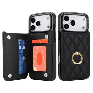lot 5465 image: IKOLYS for iPhone 17 Pro 6.3 Wallet Case with Card Holder, Ring Kickstand Card Slots Leather Case with Double Magnetic Clasp Phone Cover 6.3 Inch 2025, Black