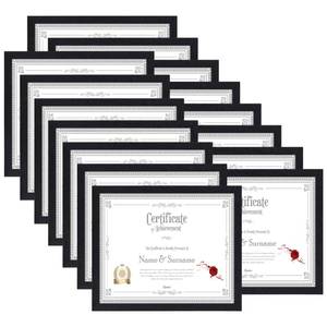 lot 5471 image: HORLIMER 8.5 x 11 Picture Frame Set of 15, Black Photo Frames 8.5 by 11 for Certificate Diploma Document, Wall Hanging or Tabletop Display