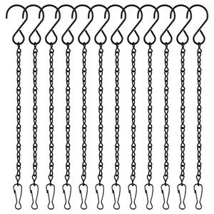 lot 5475 image: FEPITO 12 Pack Black Hanging Chains, 10 Inch Hanging Basket Chains, Garden Plant Hangers Metal Chains with Hooks Clips for Bird Feeders, Wind Chimes, Lanterns, Planters, Decorative Ornaments