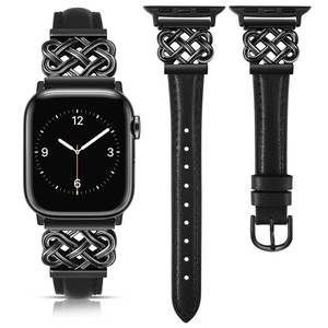 lot 5478 image: TOYOUTHS Compatible with Apple Watch Bands Women 38404142mm Dressy Slim Leather Strap with Designer Celtic Knot Interlock Buckle Bracelet for iWatch Series 11 10 9 8 7 6 5 4 SE 3 2 1, Black
