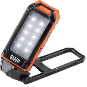 lot 5486 image: Klein Tools 56403 LED Light, Rechargeable FlashlightWorklight with Kickstand, Magnetic Mount, and Carabiner, Charges Small Electronics, for Work, Camping