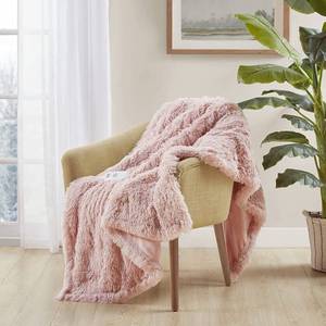 lot 5497 image: Serta Mila Shaggy Heated Throw Blanket - Soft Faux Fur Heated Blanket, Fast Heating, Auto Shut Off Timer, Low EMF, 5 Heat Setting, ETL Certified, Machine Washable Electric Blanket, Blush 50x60