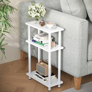 lot 5502 image: Apicizon Small Narrow Side Table, 3-Tier Skinny End Table with Storage Shelf, Slim Nightstand Bedside Table for Small Spaces, Living Room, Bderoom, White