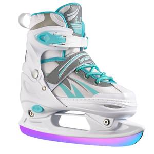 lot 5503 image: Adjustable Ice Skates for Kids Girls Boys, 4 Size Adjustable Beginner Ice Hockey Skates for Youths Teen, Warm Ice Skating Shoes with Electroplated color-changing blades for Outdoor and Rink, Blue