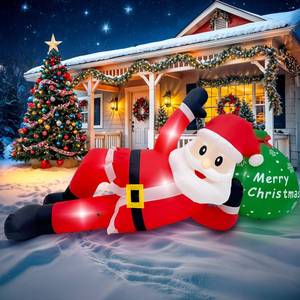 lot 5506 image: OurWarm 12 Ft Christmas Inflatable Outdoor Decoration, Giant Lying Santa Claus Inflatable Christmas Decorations Outdoor with LED Lights, Xmas Blow Ups for Outside Holiday Yard Garden Lawn Decor