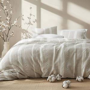 lot 5511 image: Bedsure Waffle Queen Comforter Set - Linen Soft Cotton Bedding Set for All Seasons, Stripe Fluffy Bed Set 3 Pieces with 1 Waffle Weave Comforter Queen Size and 2 Pillow Shams