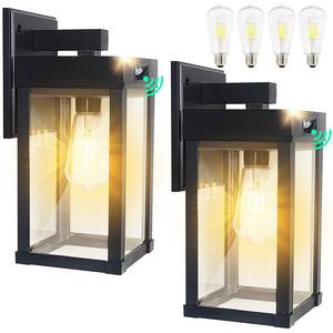 lot 5515 image: CYHKEE 2 Pack Solar Wall Lights Outdoor Waterproof with 3 Lighting Modes & Motion Sensor, Dusk to Dawn Exterior Porch Light fixtures, Solar Wall Lantern Fixture for Garage Porch Yard Front Door