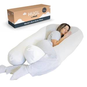 lot 5517 image: Plufl Hugl Cooling Body Pillow for Adults Made with CloudSupport Fill  U Shaped Maternity Pillows Great for Side Sleepers & Pregnant Women  Washable Cover  White