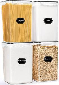 lot 5519 image: HKJ Chef 4 Pack Extra Large Airtight Food Storage Containers with Lids (6.5L  220 oz), BPA Free Plastic Kitchen and Pantry Organization Contianers for Cereal Flour and Sugar Storage, Labels & Marker