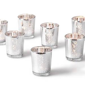 lot 5531 image: Homemory 17 Pcs Silver Votive Candle Holders, Mercury Glass Candle Holder, Tealight Candle Holders for Table Centerpieces, Baby Shower, Party, Anniversary, Wedding, Home Decor, Halloween, Christmas