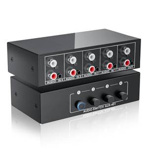 lot 5542 image: 3.5mm Aux  RCA LR Audio Switch Box 4 in 1 Out Bidirectional, BolAAzuL Stereo Audio Switcher Selector 4X1 Passive ab Analog Audio Selector No Power Need