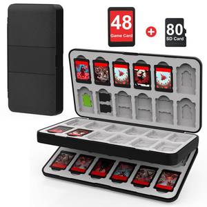 lot 5548 image: iPLYGAM Switch Game Case for Nintendo Switch 2SwitchOLEDLite with 48 Slots and 80 Memory Micro SD Card Storage, Portable Travel Switch Game Holder Organizer, Game Card Protective for Festival Gift