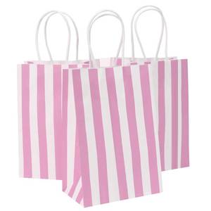 lot 5562 image: Ronvir 50Pcs Small Paper Gift Bags Bulk, 5.25 x 3.75 x 8 Kraft Paper Bag for Party Favors,Valentines Day, Birthday, Wedding, Goodie, Retail, Jewelry - Pink Stripe