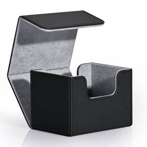 lot 5574 image: ZLCA Card Deck Box for Trading Cards, MTG Commander Deck Box Holds 120 Single Sleeved Cards, Leather Magnetic Card Storage Box Fits for TCG CCG Magic Cards (Black)