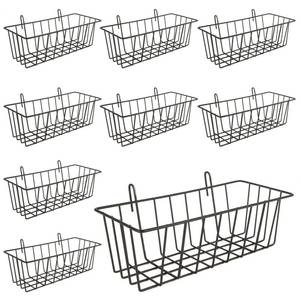 lot 5588 image: Oungy 10 PCS Wire Baskets Wall Grid Panel Hanging Wire Basket Hanging Wall Baskets No Drilling Wall Hanging Baskets Grid Wall Storage Basket for Kitchen Bathroom Home Decor Supplies, Black