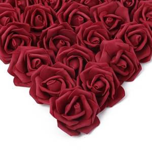 lot 5593 image: IPOPU Artificial Rose Flower Heads, 100 Pcs Real Looking Burgundy Foam Fake Roses for DIY Wedding Baby Shower Centerpieces Arrangements Party Tables Home Decorations (Wine red, Stemless)