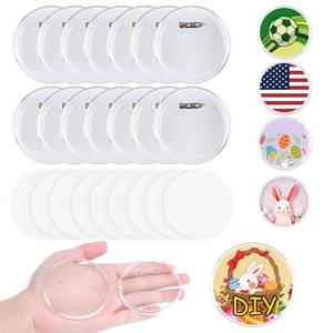 lot 5596 image: Happizza 25pcs Acrylic Clear Button Pins,2.76 Inch Custom Pin Badges, DIY Blank Buttons Pins,Round Photo Buttons Personalized Button Making kit for Craft