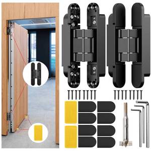 lot 5598 image: Lipshome 6 Hidden Door HingeConcealed Hinges,Invisible Hinges,Invisible Door Silent 180 Degree Swing Hinge 3-Way Adjustable Butt 6 x 2.5 x 1inch (Pack of 2) (Black)