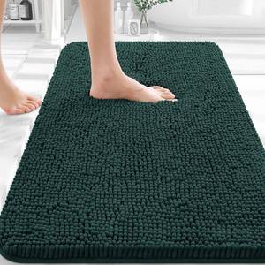 lot 5605 image: OLANLY Bathroom Rugs 36x24, Extra Soft Absorbent Chenille Bath Rugs, Rubber Backing Quick Dry, Machine Washable Bath Mats for Bathroom Floor, Tub and Shower, Home Decor Accessories, Blackish Green