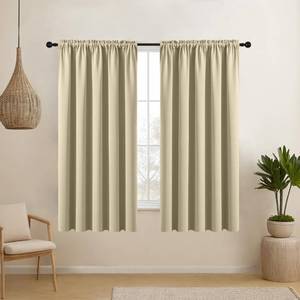 lot 5610 image: CUCRAF Blackout Curtains 54 inches Long, Room Darkening Window Curtain Panels, Rod Pocket Thermal Insulated Solid Drapes for Bedroom Living Room, 52x54 inch, Light Beige, Set of 2 Panels