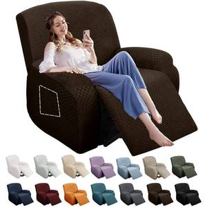 lot 5611 image: YEMYHOM 4 Pieces Stretch Recliner Slipcover Latest Jacquard Recliner Chair Cover with Side Pocket Anti-Slip Fitted Recliner Cover Couch Furniture Protector with Elastic Bottom (Recliner, Dark Coffee)