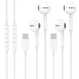 lot 5616 image: 2 Pack USB C Headphones for iPhone 17 16 15, Type C Earphones with Microphone & Remote Control Noise Cancelling Wired Earbuds USB C for iPhone 17 16 15 Pro Max, iPad Pro, Galaxy S25 S24 Ultra, Pixel 9