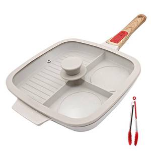 lot 5627 image: Bobikuke Grill Pan for Stove Tops with Detachable Handle, Nonstick Versatile Griddle Pan with Lid, Square Skillet PFOA Free, White