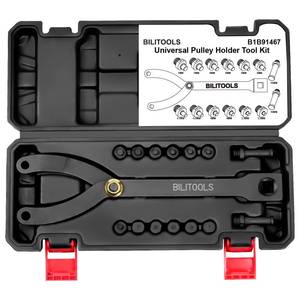 lot 5635 image: BILITOOLS 15PCS Universal Pulley Holder Tool Kit, 12-inch drive ratchet Adjustable Spanner Wrench with Variable Pins 3.5mm, 4mm, 4.5mm, 5mm, 6mm, 6.5mm and 10mm fits Camshaft pulleys. MISSING SOME PINS