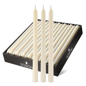 lot 5638 image: Simply Soson 12 inch Ivory Taper Candle Sticks, Set of 30 Candle Sticks, Tapered Candles, Dripless Taper Candles, Ivory Candlesticks, Tall Candles, Taper Candles Bulk