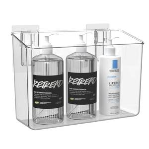 lot 5642 image: vacane Plastic Over Cabinet Door Organizer, Adhesive Mount Storage Organizer Container Makeup Organizer Hanging Basket Bins For Craft Room, Pantry, Office, Space Saving Holder for Kitchen Bags-M