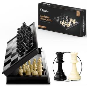 lot 5644 image: Chess Armory Magnetic 9.5 Inches Travel Chess Set - Folding Board with Storage Box & 2 Extra Queen.MISSING 2 BLACK PAWNS