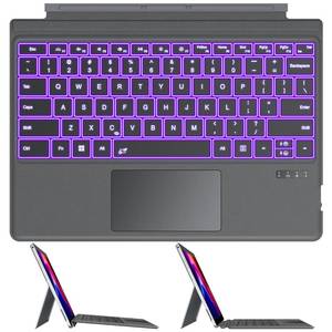 lot 5650 image: OMOTON Wireless Keyboard for Microsoft Surface Pro 776543 12.3 inch ONLY, Bluetooth Connection, Ultra-Slim Keyboard Type Cover with Touchpad, 7 Colors Backlit and Rechargeable, Grey