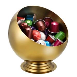lot 5654 image: ELLDOO Coffee Pod Holder, Gold Metal Coffee Pod Storage for K Cup Nespresso Vertuo Keurig, Creamer Organizer Candy Bowl Fruit Snacks Jar for Countertop Kitchen Breakroom