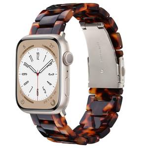 lot 5661 image: V-MORO Resin Bands Compatible with Apple Watch Series 1110987 Band Lightweight Tortoise Fashion Bracelet Strap Replacement for iwatch Series SE654321 Women Men 42mm41mm40mm38mm