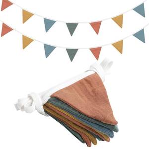lot 5675 image: Oudain 2 Pcs Pennant Banner Flags Nursery Garland Triangle Bunting Flags Playroom Wall Decor Banner for Nursery Baby Shower Birthday Boho Wedding Party Event, Each 7.75 ft(Warm Color)