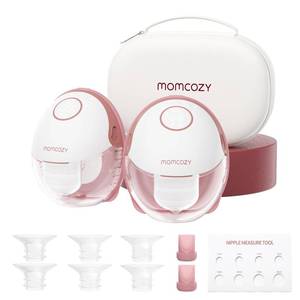 lot 5680 image: Momcozy Breast Pump Hands Free Mobile Style  M6, Wearable Breastfeeding Pump Ideal Rhythm for More Milk, DoubleFit Flange More Fit & Discreet with 3 Modes & 9 Levels, 24mm - 2 Pack Cozy Red