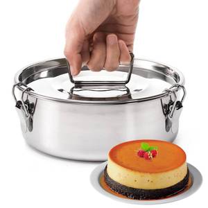 lot 5682 image: Okllen 188 Stainless Steel Flan Mold, 65 Oz Flan Pan with Lid and Handle, Flanera Flan Maker Mold Compatible with 6 Quart Instant Pot