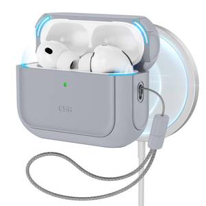 lot 5694 image: ESR for AirPods Pro 3 Case, Compatible with AirPods Pro 3rd Generation Case (2025), Compatible with MagSafe, Full Drop Protection Cover with Lanyard, Gray