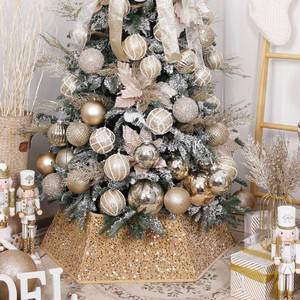 lot 5696 image: Champagne Gold Christmas Tree Collar with Sparkling Sequins,Christmas Tree Collars for Atificial Trees, 33.5 Inch Christmas Tree Skirt, Xmas Tree Stand Base Cover,Holiday Home Decor Tree Ring(Large)